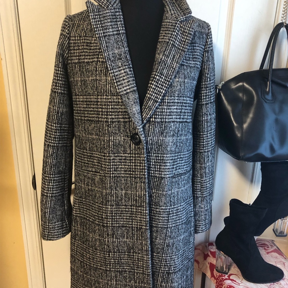 Joe Fresh Plaid Trench style car pea Coat - Picture 3 of 10